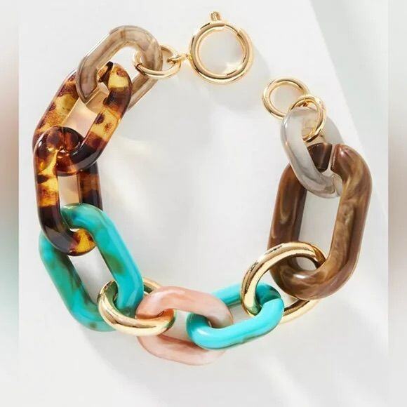 Anthropologie Multicolor Chain Link Resin Bracelet NWT - Picture 1 of 1